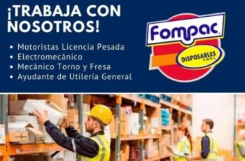 Fompac Disposables solicita nuevo personal en sus mejores empleos disponibles