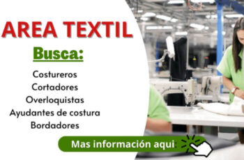 Empresa Textil solicita personal en diversas áreas