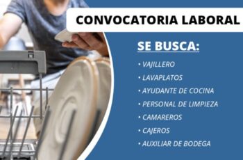 Se busca personal para lavar platos y vajillas